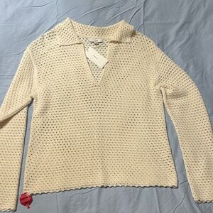 Vince Ivory Open-Knit Cardigan